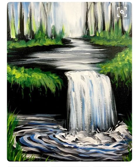 Waterfall Paintings, Painting Ideas For Beginners, Canvas Painting Ideas, Simple Canvas Paintings, Soyut Sanat Tabloları, Easy Canvas Painting, Canvas Painting Diy, Acrylic Painting Techniques, Hur Man Målar