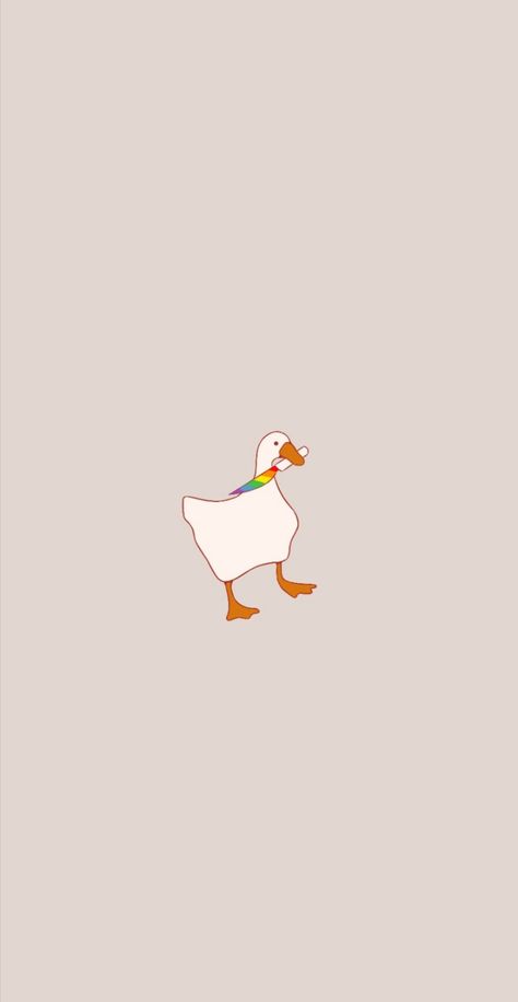 The goose form the Untitled Goose Game with a rainbow coloured knife in its beak Duck Wallpapers Funny, Aesthetic Goose Wallpaper, Funny Goose Wallpaper, Goose Phone Wallpaper, Untitled Goose Game Wallpaper Iphone, Duck With Knife Wallpaper Iphone, Peace Was Never An Option Goose Wallpaper, Duck Matching Wallpaper, Goose With Knife Drawing