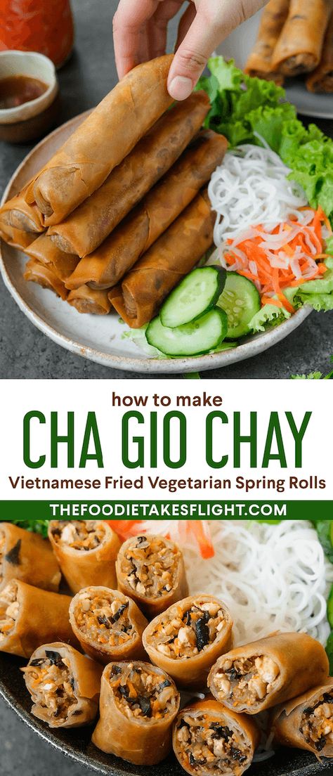 Vietnamese Spring Rolls Cha Gio, Fried Spring Rolls Vegetarian, Fried Veggie Spring Rolls, Spring Roll Fried, Thai Spring Rolls Vegetarian, Spring Roll Recipe Vietnamese, Vegan Vietnamese Spring Rolls, Spring Roll Filling Ideas Vegetarian, Veitmanese Spring Rolls