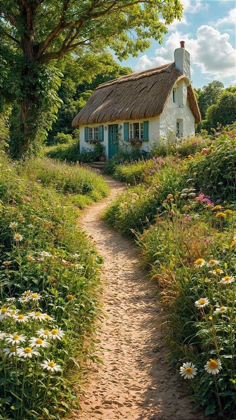 Cottage Photography, Ireland Cottage, British Cottage, England Aesthetic, Pretty Cottage, English Country Cottage, Beautiful Countryside, Farm Cottage, Colour Painting