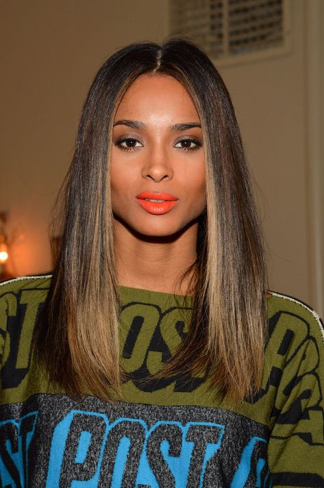 Honey blonde highlights ciara hair Ciara Hairstyles, Ciara Hair, Orange Lipstick, Hair Color Highlights, Hair Envy, Ombre Hair, Locs, Bob Hairstyles, Hair Goals