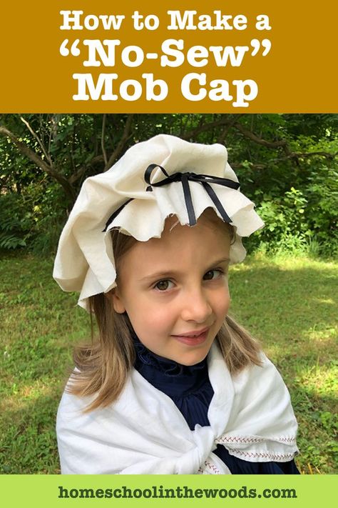 How to make a “no-sew” Mob Cap
Photo: Little Girl wearing a Colonial Mob Cap
homeschoolinthewoods.com Colonial Day Costume Diy, Diy Pioneer Bonnet, Diy Pioneer Costume, Diy Colonial Wig, Diy Colonial Costume Women, Betsy Ross Costume Diy, Diy Victorian Costume, Diy Colonial Costume, Victorian Child Costume