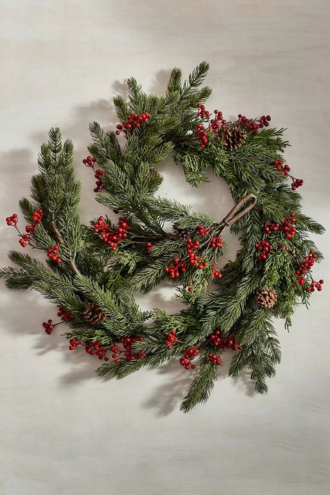 Faux Pine Berry Garland | Anthropologie Indoor Holiday Decor, Berry Garland, Christmas Interiors, Creative Living, Hand Poured Candle, Outdoor Garden Furniture, Garden Essentials, Plant Life, Yule