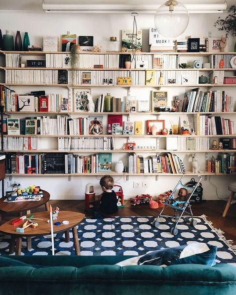 Whole Wall Shelves, Book Interior Design, Home Library Design, Wall Bookshelves, Book Wall, Home Libraries, Library Design, Living Room Inspo, Home Library