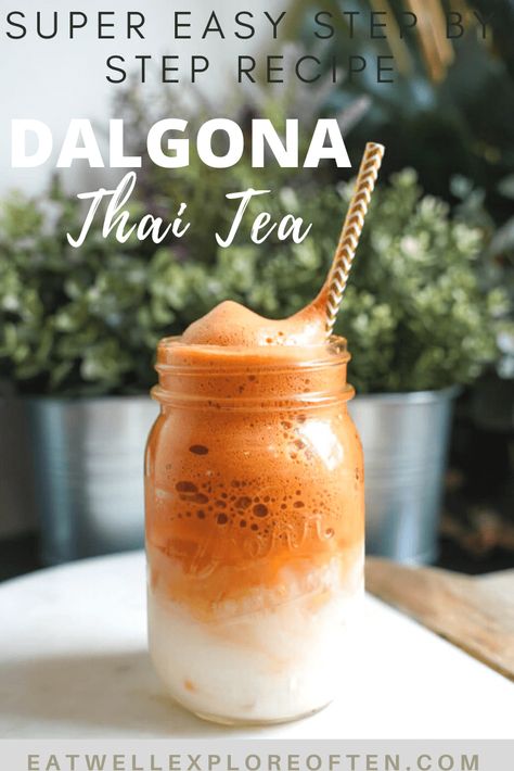 Eat Well, Explore Often - How to make Thai Tea Dalgona Coffee - Whipped Thai Tea Recipe - Eat Well, Explore Often Thai Tea Recipe, Thai Tea Recipes, Thai Coffee, Thai Iced Tea, Scrumptious Food, Iced Tea Recipes, Lazy Weekend, Coffee Mix, Delicious Drink Recipes