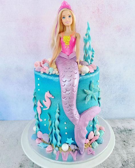 Mermaids Cake Birthday, Mermaid Birthday Cakes For Girls Kids, Mermaid Cake 4th Birthday, 4 Mermaid Cake, Elsa Mermaid Cake, Cake 4 Birthday, Mermaid Princess Cake Ideas, Mermaid Bday Cake, Barbie Mermaid Birthday Party Ideas