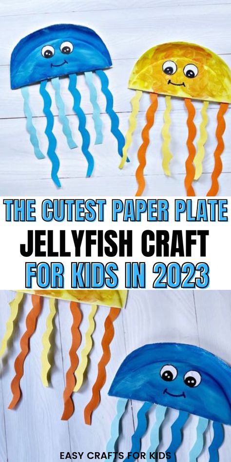 Summer is just around the corner and I can bet you're on the hunt of the best summer crafts for kids your kids and even toddlers will love. If so, you'll love this cute paper plate jellyfish craft for kids. Kids are obsessed over the ocean and fishes so this jellyfish craft will be their favorite this summer. You can help your kids turn a paper plate into a colorful jellyfish they will love. Jelly Fish Art And Craft, Jellyfish Craft Kindergarten, Jellyfish For Kids, Jellyfish Craft For Kids, Preschool Jellyfish, Jellyfish Crafts, Paper Plate Jellyfish, Jellyfish Kids, Easy Summer Crafts