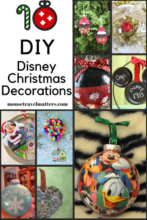 Disney Ball Ornaments Diy, Christmas Disney Crafts, Diy Disney Ornaments Easy, Diy Disney Christmas Decorations Outdoor, Disney Inspired Christmas Decorations, Disney Christmas Centerpieces Diy, Disney Christmas Crafts Diy, Homemade Disney Ornaments, Diy Disney Ornaments Christmas