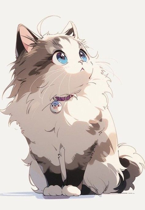 Anime Pets, Kawaii Cat Drawing, Cute Cat Drawing, Cute Kawaii Animals, Cute Animal Drawings Kawaii, 캐릭터 드로잉, Cute Animals Images, Anime Animals, Poster Ideas