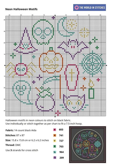 Halloween Motifs, Halloween Cross Stitch Charts, Freebies Pattern, Neon Halloween, Halloween Cross Stitch, Cross Stitch Freebies, Halloween Cross Stitch Patterns, Halloween Cross Stitches, Cross Stitch Bookmarks