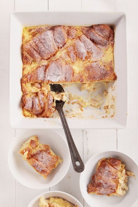 Brioche Bread and Butter Pudding by James Martin is a delectable treat that includes buttery croissants, whiskey-soaked sultanas, and creamy vanilla custard, Brioche Bread And Butter Pudding, Croissant Bread Pudding, Croissant Bread, Butter Croissant, Butter Pudding, Croissant Recipe, Bread And Butter Pudding, Brioche Bread, James Martin