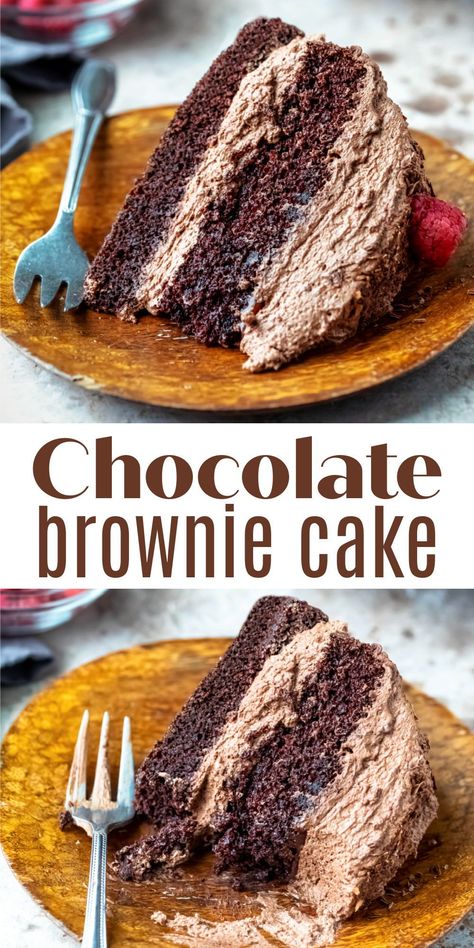 Best Brownie Dessert Recipes, Best Bake Off Desserts, Not Too Sweet Chocolate Cake, Fun Way To Eat Cake, Cakelike Brownies Recipe, Brownie Mix To Cake, Easy Decadent Chocolate Desserts, Chocolate Birthday Dessert Ideas, Brownie Mix Chocolate Cake