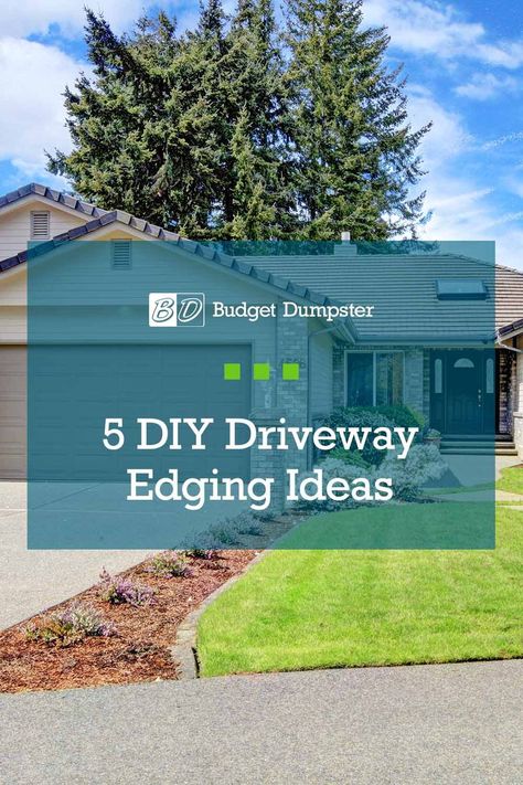 Edge Driveway Ideas, Landscape Beside Driveway, Mulch Driveway Border, Edging Along Driveway, Paver Edged Driveway, Landscape Driveway Edge, Driveway Boarders Ideas, Driveway Stone Edging, Paved Driveway Edging