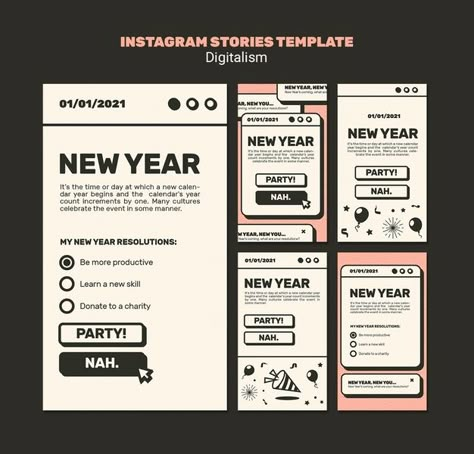 Neo Brutalism Web Design, Neo Brutalism Graphic Design, Instagram Post Design Ideas, New Year Instagram Post, Neo Brutalism, New Year Social Media, Desain Ux, Instagram Post Design, Instagram Stories Template