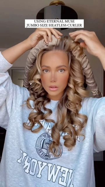 ETERNAL MUSE on Instagram: "Now here’s a prime example why JUMBO size heatless curler is slowly becoming our most popular size! The bounciest curls with zero heat involved. BEAUTIFUL! 😍 shout out to @lovelexiemarie for this amazing video! ✨" Heatless Curlers, Heatless Curls, Bouncy Curls, Hair Curlers, Most Popular, Curled Hairstyles, Muse, Hair Hacks, Cool Gifs