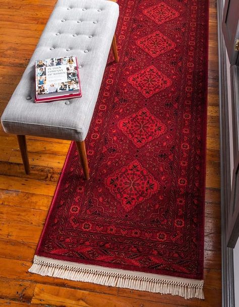 Amazon.com: Unique Loom Tekke Collection Over-Dyed Saturated Traditional Torkaman Area Rug, 2 ft (7 in) x 10 ft, Red/Black : Home & Kitchen Red Runner, Red Runner Rug, All Modern Rugs, Bokhara Rugs, Rugs Uk, Modern Kilim, Unique Loom, Buy Rugs, Modern Shop