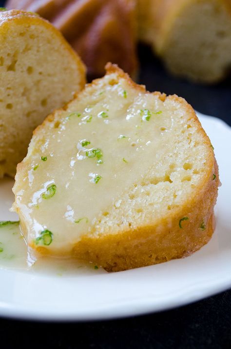 Lime Bundt Cake with a little lime glaze is for citrus lovers. This is not an overly sweet lime cake. Wonderfully tangy and zesty.| giverecipe.com | #lime Lime Glaze For Cake, Key Lime Pound Cake, Lime Pound Cake, Lime Cake, Lime Recipes, Sweets Cake, Bundt Cakes Recipes, Yummy Sweets, Food Cakes