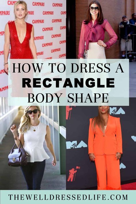 Petite Rectangle Body Type Outfits, Flattering Dresses Body Shapes, Rectangle Body Type Dresses, Column Body Shape Outfits, Rectangle Body Shape Dresses, Rectangle Body Shape Outfits Summer, How To Dress Rectangle Body Shape, Rectangle Body Outfits, How To Dress A Rectangle Body Shape