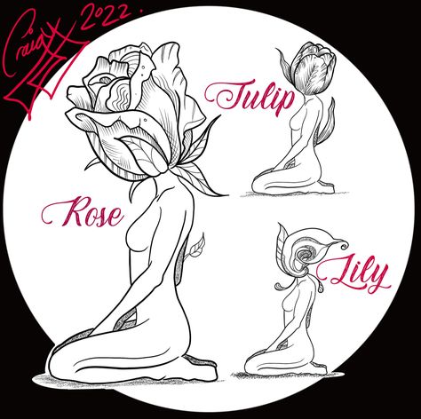 Kneeling Woman Tattoo, Woman Kneeling, Portrait Faces, Minimalist Flower, Rose Lily, Minimalist Flowers, Drawing Inspo, Rose Tattoos, Rose Tattoo