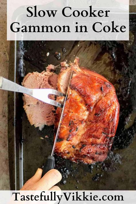 Slow Cooker Gammon Coke, Gammon Slow Cooker Recipes, Slow Cooker Gammon Recipes Uk, Gammon Cooked In Coke, Gammon In Slow Cooker, Gammon Slow Cooker, Gammon In Coke, Christmas Gammon Recipes, Slow Cooked Gammon