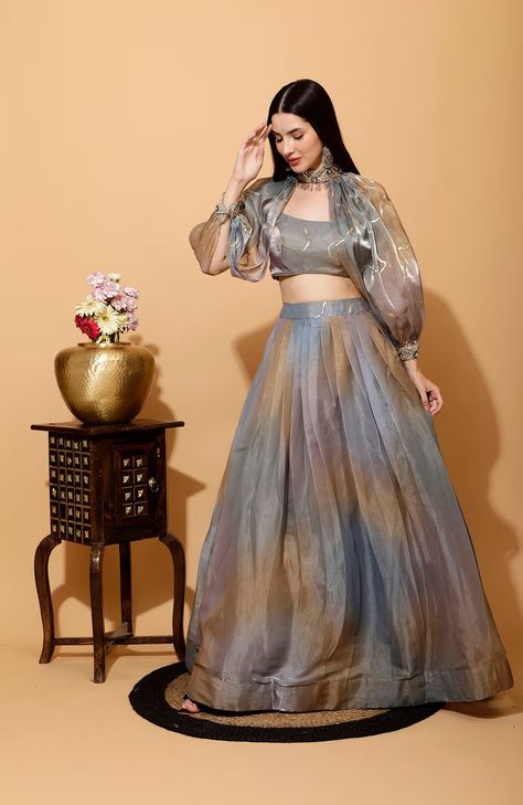 Blouse With Skirt, Grey Lehenga, Party Wear Gowns, Simple Lehenga, Long Frock Designs, Long Gown Design, Simple Frocks, Lehenga Designs Simple, Fancy Sarees Party Wear