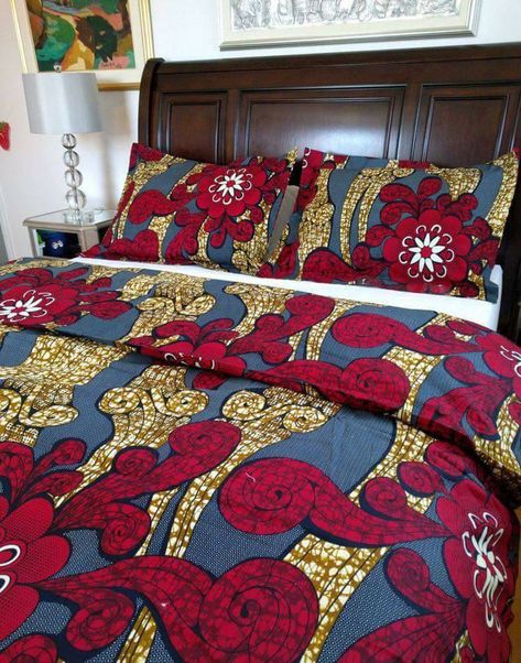 African Bed, Bedroom Duvet Covers, African Bedroom, Bedding Style, Afrocentric Decor, Bedroom Duvet, African Interior Design, Bedroom Beds, African Inspired Decor