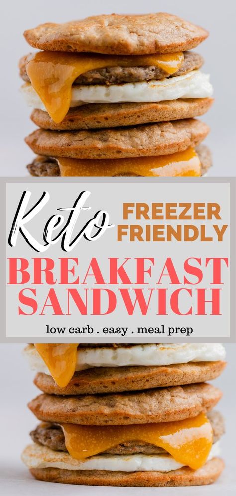 Keto Breakfast Sandwich Recipe - A key to staying successful on the keto diet is preparation. Always be prepared with a delicious keto breakfast by having a stash of these keto McMuffins in the freezer. You can prep this low carb breakfast sandwich ahead of time and eat them all week! So easy! www.ketofocus.com #ketorecipes #easyketorecipes #ketomealprep #ketofreezermeals #ketobreakfastrecipes #easyketobreakfastrecipes #easyketobreakfast Low Carb Breakfast Sandwich, Keto Breakfast Sandwich, Low Fat Breakfast, Quick Keto Breakfast, Egg Sandwich Breakfast, Desayuno Keto, Breakfast Sandwich Recipes, Freezer Breakfast Sandwiches, Keto Diet Breakfast