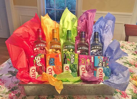 Bingo Night Prizes Gift Ideas, Pride Gift Basket, Beef And Beer Fundraiser Ideas, Liquor Gift Basket Ideas, 40th Birthday Gifts Diy, Silent Auction Ideas, Liquor Basket, Prize Baskets, Bowling Fundraiser