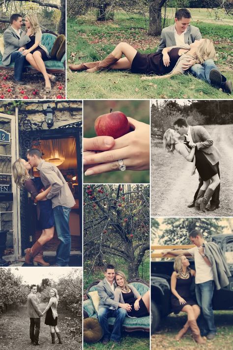 Some of these are pretty cute! Orchard Wedding Ideas, Apple Orchard Wedding, Orchard Wedding, Wedding Couple Photos, Engagement Poses, Apple Orchard, Wedding Engagement Photos, Fall Photos, Couple Shoot