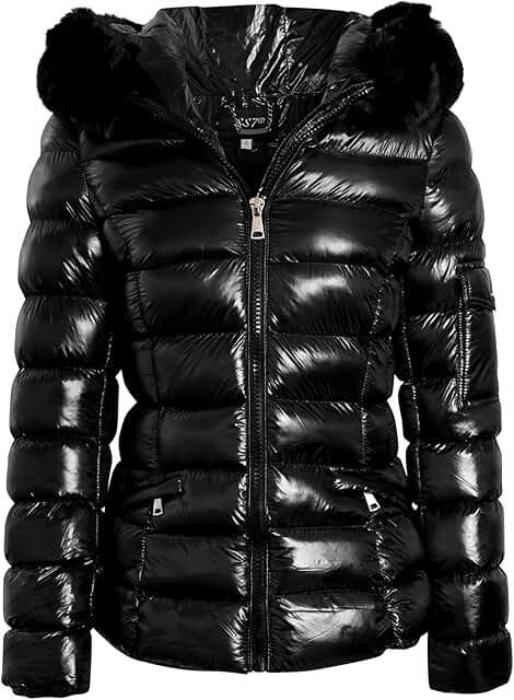 Amazon.co.uk : Fur coat Look Winter, Faux Fur Hooded Jacket, Padded Coat, Wet Look, Fur Hood, Winter Looks, Puffer Coat, Fur Trim, Winter Coat