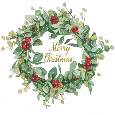 2 Likes, 0 Comments - Lula Rue Designs (@lularuedesigns) on Instagram: “I hope everyone has a very Merry Christmas! Blessings for a wonderful day. ❤” Christmas Wreath Painting, Christmas Wreath Art, Christmas Wreath Illustration, Winter Karten, Christmas Card Art, Merry Christmas Wishes, Advocate Art, Watercolor Christmas Cards, Watercolor Christmas