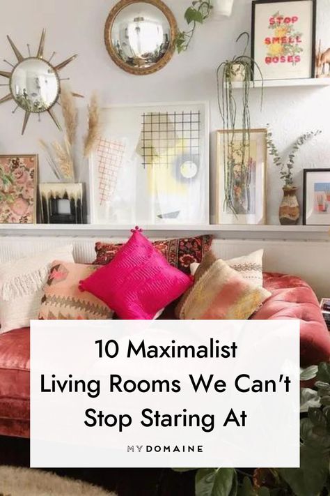 Large Maximalist Living Room, Maximalist Rug Living Room, White Wall Maximalist Decor, Small Living Room Ideas Maximalist, Maximalist Vs Minimalist, Maximalist Tv Room, Living Room Decor Maximalist, Eclectic Maximalist Living Room, Maximalist Decor Small Spaces Living Room