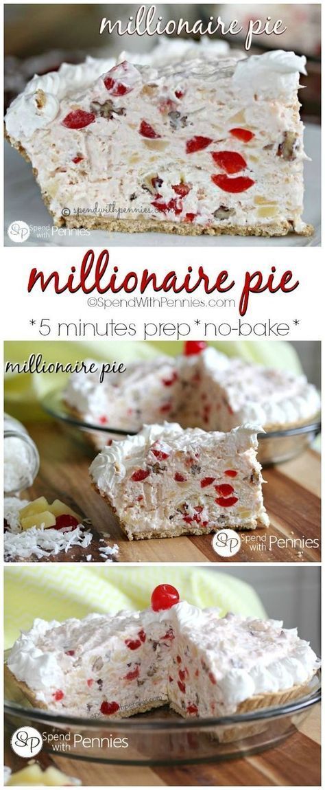 Millionaire Pie, Weight Watcher Desserts, Resep Pasta, Low Carb Dessert, Easy Pie, Bake Desserts, Monkey Bread, Delicious Pies, Pie Dessert