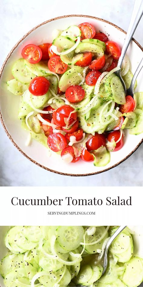 Cucumber Tomato Salad Vinegar, Tomato Cucumber Salad, Marinated Cucumbers, Breakfast Soup, Side Salad Recipes, Cucumbers And Onions, Cucumber Tomato Salad, Salad Dishes, Cucumber Recipes Salad