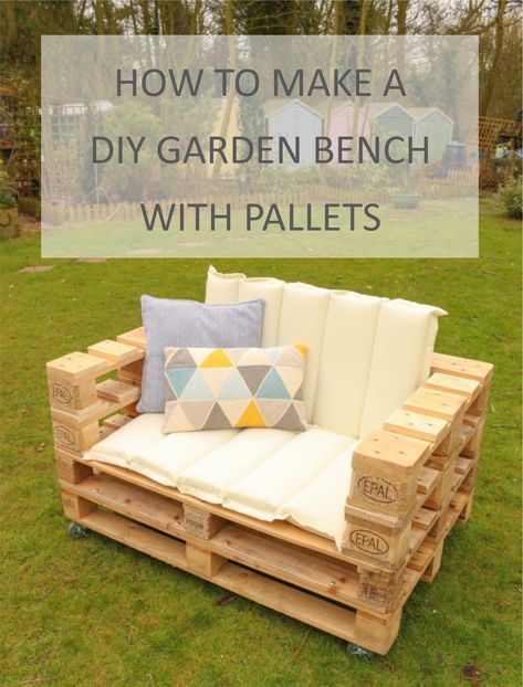 Diy Pallet Bench, Pallet Furniture Plans, Garden Bench Diy, Garden Furniture Design, Pallet Garden Furniture, Pallet Patio Furniture, Pallet Bench, Pallet Patio, Wooden Pallet Furniture