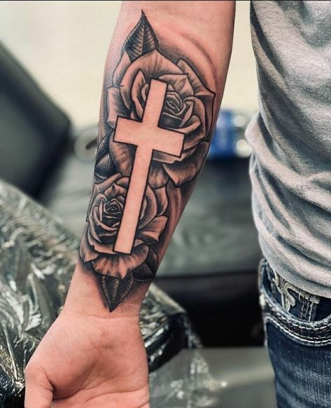 #tattoo, #tattoos, #inked, #tattooart, #tattooedwomen, #tattooedguys, #tattooinspiration, #tattooideas, #tattooworldwide, #tattoosociety, #InkLaughs, and #TattooFails​ Cross Sleeve Tattoos Mens Arm, Hand Tattoos Cross, Men’s Christian Tattoo Sleeve, Religous Tattoo Designs Men, Men’s Christian Forearm Tattoos, Cross And Rose Tattoos For Men Forearm, Cross Tattoos For Men Forearm, Men’s Tattoos Forearm Cross, Inner Forearm Tattoo Men