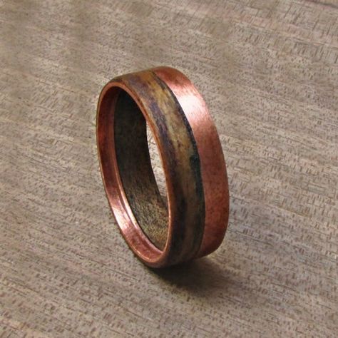 Copper and Wood wedding band Alternative engagement ring | Etsy Romantic Glam Wedding, Wood Ring Men, Carved Wedding Ring, Yin Yang Ring, Wooden Engagement Ring Boxes, Types Of Wedding Rings, Copper And Wood, Rustic Wedding Ring, Mens Engagement Ring