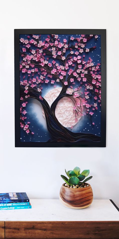 #Wall Decor
#paper quilling art
#paper cut art
#Digital Art Print
#paper craft
#paper cut landscape
#paper cut wall art
#sakura Paper Art
#paper quill sakura
#sakura wall print
#home decor
#printable wall art
#cherry blossoms Quilled Cherry Blossoms, Quilling Landscape, Paper Quilling Wall Art, Art Quilling, Paper Quilt, Quilled Paper Art, Quilling Earrings, Visual Style, Paper Quilling Designs