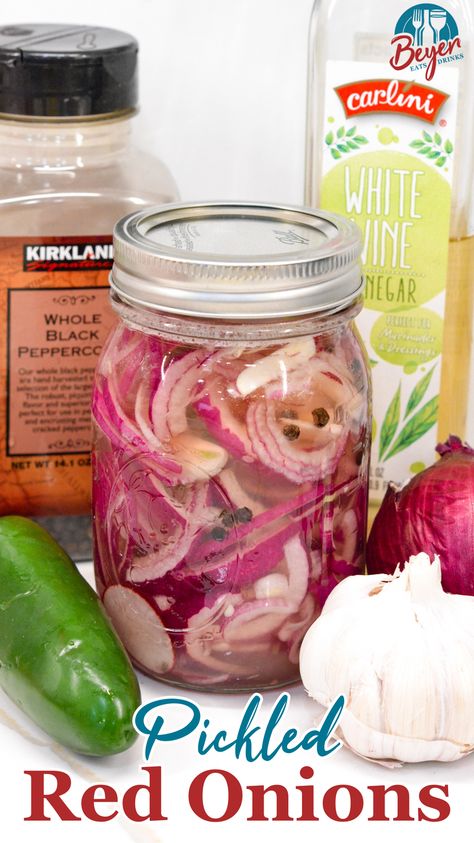 Discover how to make quick and easy refrigerator pickled red onions with a zesty twist! This recipe combines vibrant red onions, spicy jalapeños, crunchy radishes, and a tangy lime-honey brine. Perfect for topping tacos, salads, and sandwiches. Save this pin for a flavorful addition to your meals! #PickledOnions #RefrigeratorPickles #EasyRecipes #HomemadePickles #SpicyPickles Easy Pickled Red Onions, Spicy Refrigerator Pickles, Pickle Wraps, Refrigerator Pickles Dill, Red Onion Recipes, Spicy Pickles, Antipasto Salad, Refrigerator Pickles, Smoked Pulled Pork