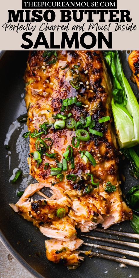 Miso Butter Salmon, Raw Seafood, Savory Salmon, Miso Butter, Grilled Salmon Recipes, Seafood Entrees, Butter Salmon, Fish Recipes Healthy, Pescatarian Recipes