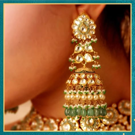 Polki Jhumki Earrings, Gold Kundan Jhumkas, Kundan Jumki, Kundan Buttalu, Jumki Gold, Jadtar Earrings, Telugu Jewellery, Kasula Haram, Kundan Jhumkas