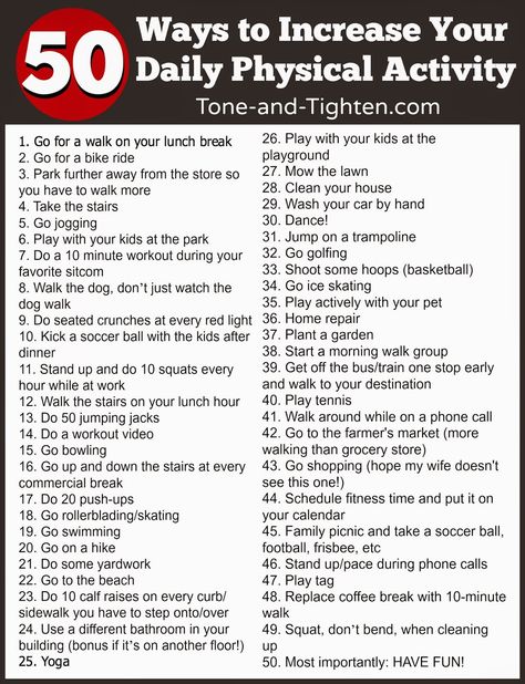 Tone & Tighten: 50 Ways To Increase Your Physical Activity - How To Get More Active!! Vinegar Benefits, Mobility Exercises, 10 Minute Workout, Good Foods To Eat, Lose 50 Pounds, Physical Activity, Will Turner, Lifestyle Changes, Get In Shape