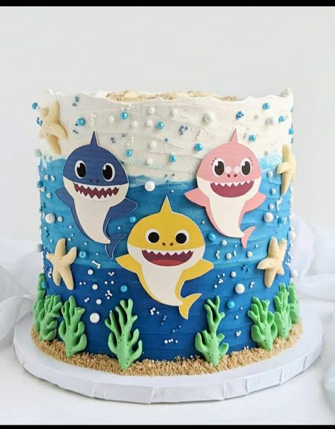 Pearls Cake, 3rd Birthday Party For Girls, Baby Shark Cake, Toddler Birthday Cakes, 4de Verjaardag, Shark Birthday Cakes, Shark Party Decorations, Cake Designs For Kids, Shark Themed Birthday Party