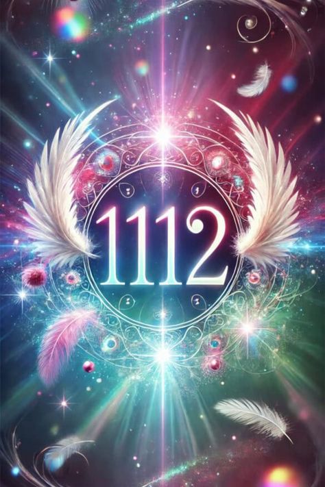 Mystical number 1112 surrounded by ethereal wings, feathers, and radiant light bursts. 1112 Angel Number Meaning, Ladybug Meaning, Angel Number 1, Angel Number 111, Angel Number Meaning, Angel Number Meanings, Number Meanings, Life Journey, Check And Balance