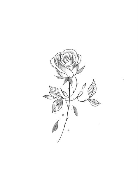 Rose Drawing Simple Tattoo Ideas, Fineline Rose Tattoo, Dark Floral Tattoo, Body Artwork, Rose Drawing Tattoo, Card Tattoo Designs, Rose Tattoos For Women, Minimal Tattoo Design, Floral Tattoos