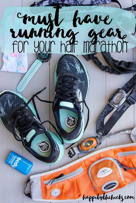 A detailed list of your must-have running gear for your next half marathon! | read more at happilythehicks.com Half Marathon Prep, Marathon Preparation, Half Marathon Tips, Marathon Prep, Marathon Gear, Disney Half Marathon, Running Half Marathons, Running Goals, Marathon Motivation