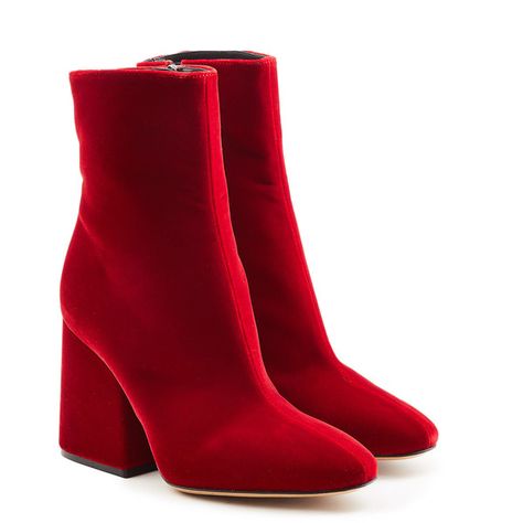 Maison Margiela Velvet Ankle Boots ($555) ❤ liked on Polyvore featuring shoes, boots, ankle booties, heels, red, red boots, red ankle boots, thick heel boots, red booties and thick heel bootie Red Short Boots, Red Heeled Boots, Formal Boots, Elegant Red Ankle Boot Heels, Red Platform Ankle Boots, Fitted Red Heeled Ankle Boots, Red Leather Sole Ankle Heeled Boots, Luxury Red Ankle Boot Heels, Red Velvet Boots