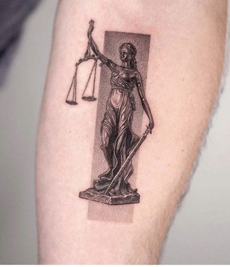 Statue Of Justice Tattoo, Metallica Tattoo Sleeve, Ancient Greek Tattoo, Justice Tattoo, Balance Tattoo, Tarot Tattoo, Card Tattoo Designs, Statue Tattoo, Wrist Tattoos For Guys