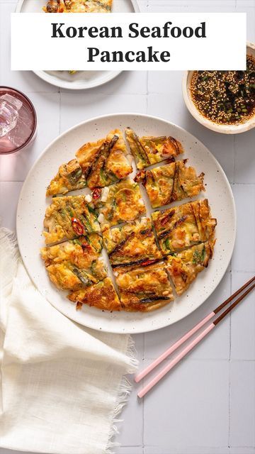 Haemul Pajeon, Korean Seafood Pancake, Korean Seafood, Soy Dipping Sauce, Seafood Pancake, Scallion Pancakes, Easy Eat, Korean Restaurant, On The Menu