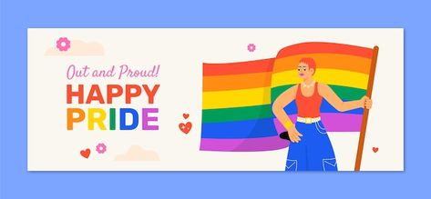 Social media cover template for pride mo... | Free Vector #Freepik #freevector #bisexual #lgbtqia #lgbt #pride-month About Social Media, Psd Icon, Cover Template, Lgbt Pride, Pride Month, Vector Photo, Vector Free, Social Media, Media